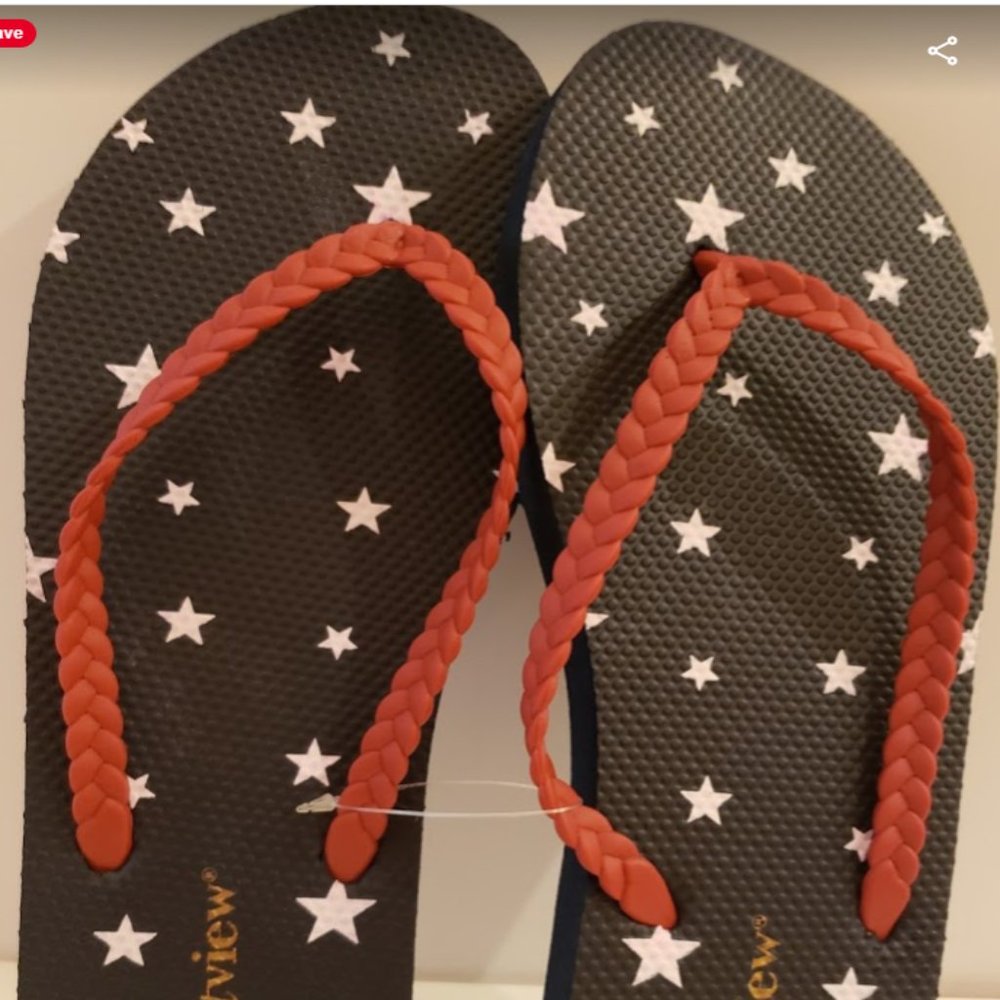 Red White Blue Patriotic flip flops Womens X large